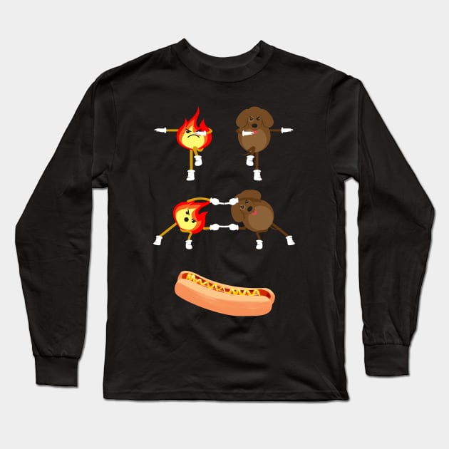Hot Dog, Grill, Street Food, Fries, Fast food, Fun Long Sleeve T-Shirt by Strohalm